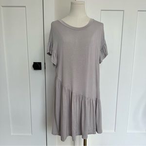 Dove Grey Ruffly Tee Shirt Dress